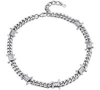 Barbed Wire Chain Silver Spike Necklace Goth Necklaces Silver Cuban Link Chain for Women Heavy Metal Necklace Cool Chains Thorn Necklace Spiked Choker Punk