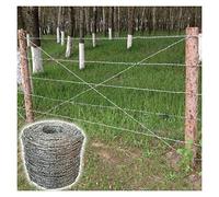 Barbed Wire,Galvanized Barbed Wire Fence Roll - Metal Garden Barrier for Balcony & Outdoor Security Perfect for Deterring Animals and Protecting Your Property