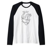 Barbed Wire Heart Goth Gothic Punk Emo Dark Grunge Aesthetic Raglan Baseball Tee