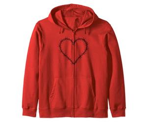 Barbed Wire Heart Grunge Punk Goth Gothic Egirl Aesthetic Zip Hoodie