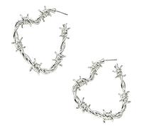 Barbed Wire Heart Studs Lightweight Boho Ear Weights Alternative Zinc Alloy Push Back Jewelry for Women