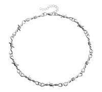Barbed Wire Necklace for Men Barbwire Little Thorns Chain Choker Punk Gothic Thorns Metal Barbed Wire Chain Necklace, Moderate, Metal, No Gemstone