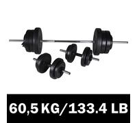 vidaXL Barbell and 2 Dumbbell Set 60.5kg Gym Weight Fitness Exercise Equipment