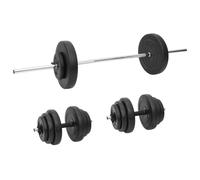 Barbell and Dumbbell Set Black Cement Plates Steel Bars 60kg 140cm Bar2.5x140cm