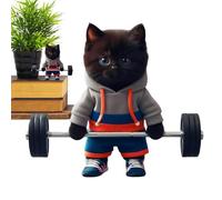 Barbell Cat Figure - Playful Katue for the Cat for Weightlifters for Home Decor | Wonderful Collectable Gift for Cat Lovers and Gym Enthusiasts | Desk & Gar