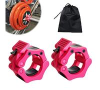 Barbell Clamps Olympic Bar Collars 2 Inch Quick Release Barbell Lock Clamp Locking Standard Bar Weight Plates Collar Clips for Workout Weightlifting Fitness Training Bodybuilding-Pink