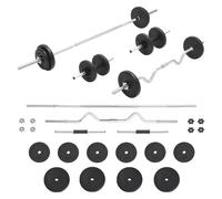 Barbell & Dumbbell Set 30kg White Chrome Plated Steel Home Gym Weight Adjustable