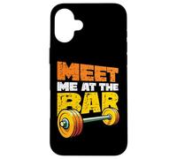 Barbell Meet Me At The Bar Funny Weightlifting Gym Case for iPhone 16 Plus