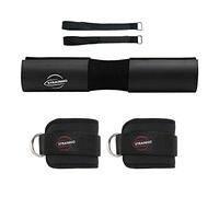 Barbell Pad and Ankle Straps Set Hip Thrust Pad Squat Pad Weight Pad Weight Bar Cushion Barbell Shoulder Pad Barbell Neck Cushion Gym Bar Pad Black