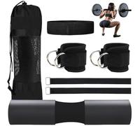 Barbell Pad Set, Hip Thrust Pad Pad for Barbell Bar, Dumbbell Neck Pad, Barbell Pad with Ankle Strap for Men and Women, for Squats, Booty Training, Gym