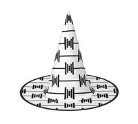 Barbell Printing Halloween Witch Costume Accessory Pointed Cap Witch Hat Foldable Halloween Hats 1 Pieces