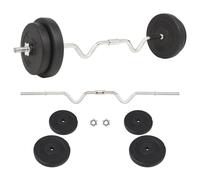 Barbell Set 30 kg Black Cement Plates & Steel Super Curl Bar 120cm 25mmTotal30kg