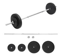 Barbell Set 30kg Black Chrome Plated Steel 165cm Bar with PE Cement Plates incl
