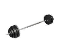 Barbell Set 60 kg 165cm Plastic-Coated Weights Black Steel Bars & Screw Collars