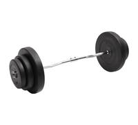 Barbell Set 60kg Black Chrome-Plated Steel Bar 120cm 25mm Cement Plates w/Locks