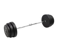 Barbell set 90kg Black cement plates & chrome steel 25mm x 120cm curl bar 5.4kg