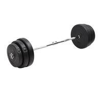 Barbell Set 90kg Chrome Plated Steel 120cm Bar 25mm Cement Plates Black Home Gym