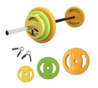 Barbell Set PU Wrapped Orange Green Yellow 20kg 28x130cm Adjustable Non-slip Bar