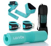 Barbell Squat Pad Set - Hip Thrust Pad-Extra Thick Foam Padding for Neck & Shoulder Support, Strength Training Equipment Attachments Gym Fitness Workout-Ankle Straps, Wrist Straps for Weight Lifting