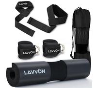 Barbell Squat Pad Set - Hip Thrust Pad-Extra Thick Foam Padding for Neck & Shoulder Support, Strength Training Equipment Attachments Gym Fitness Workout-Ankle Straps, Wrist Straps for Weight Lifting