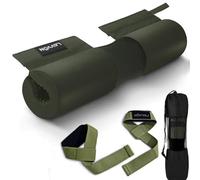 Barbell Squat Pad Set- Nylon Padding AntiSlip- Thick Foam Barbell Pad for Squats Cushion,Lunges&Bar Padding for Hip Thrusts -Standard Olympic Weight Bar Pad (Wrist Straps Weightlifting-Ankle Straps)