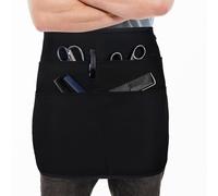 Barber Apron with 5 Pockets, Waterproof and Bleach-proof Hairstylist Aprons for Women Men with Adjustable Belt, Hair Stylist Essentials for Salon Barber Hairdresser Half Waist Apron Cleaning (Black)