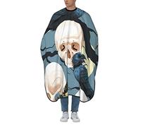 Barber Cape Bird Skull Bird Death Butterfly, White Hair Styling Cape Unisex Hairdressing Apron Soft Salon Barber Cape, For Woman, Hair Styling, Children, 140×168cm