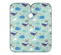Barber Cape Funny Cartoon Whale Professional Salon Cape Soft Hairdressing Apron Waterproof Hairdressing Gown, For Dyeing Styling, Kids, Adults, 140×168cm