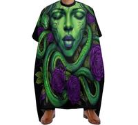 Barber Cape Greek Goddess Snake Qu-Een Medusa with Purple Rose Art, Stain resistant Salon Cape Anti-static Salon Gowns for Men Women 140X168cm
