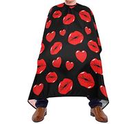 Barber Cape Lips Kiss And Heart Pattern Professional Salon Cape Large With Hook Hairdressing Gown, For Salon, Woman, Men, 140x168cm
