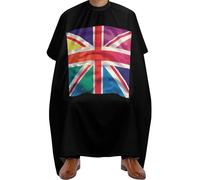 Barber Cape Pride Union Jack Rainbow Uk Flag Salon Cape Adjustable Hair Cutting Cape Premium Haircut Cape For Home Barber Accessories Hairdressers 140x168cm