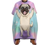 Barber Cape Tie Dye Cute Pug, Waterproof Hair Cutting Cape Unisex Hair Cutting Gown for Salons Styling 140X168cm