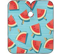 Barber Cape Tropical Watermelon Ice Cream Blue Stripe Barber Gown With Hook Adjustable Hairdressing Apron, For Kids, Adults, Styling, 140x168cm