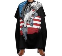 Barber Cape Vintage Bass Fishing Lure American Flag, personalised Hairdressing Cape Waterproof Hairdressing Gown for Salons Coloring 140X168cm