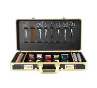 Barber Carrying Case Travel Organizer Tool Box Professional Beauty Salon Stylist Suitcase Portable Hairdressing Tool Case with Handle and Secure Numlock Hair Clipper Storage Display Box Black, Golden