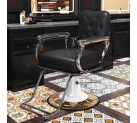Barber Chair - Ergonomic Hydraulic Styling Throne with Chrome Base, High-Resilience Foam & 360° Swivel for Classic Grooming Lounges