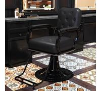 Barber Chair - Ergonomic Hydraulic Styling Throne with Chrome Base, High-Resilience Foam & 360° Swivel for Classic Grooming Lounges