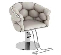 Barber Chair with 360° Swivel & Height Adjustment, Salon Chair with Stainless Steel Frame, Professional Styling Chair for Barbershops, Beauty Salons, and Home Use,Light gray,Silver frame