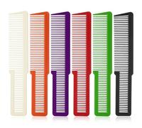 Barber Comb Set, 6 Pieces Cutting Combs Styling Comb Fine Tooth Comb Clipper Comb Haircut Comb Barber Combs Professional Combs for Hair Stylist, Home, Salon (Red, Orange, Black, Green, Purple, White)