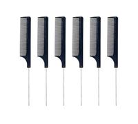 Barber Combs 6pcs Steel Pointed Tail Comb Needle For Curly Hair With Dense Teeth Professional Hairdressing Tool For Home And Salo