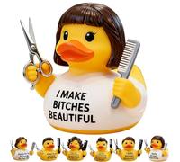 Barber Duck Figurine, Unique Resin Rubber Duck, Funny Hairstylist Little Yellow Ducks Displays, Novelty Coolest Salon Desk Decor Statue, Home Hand-Painted Sculpture, Gift for Hairdressers Lovers(F)