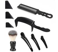barber fade comb for men haircut,hair cutting tools, Anti-Static Heat Resistant Adjustable Curved Comb for Positioning Flat Top,For Home or Salon Professional Use (Black, Comb+Brush+Clip)