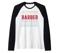 Barber Funny Retro Layered Text Barbering Men Raglan Baseball Tee