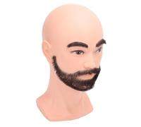 Barber Male Mannequin Head with Beard, Lifelike Resin PVC Training Head for Practice Cutting, Human Hair Hairdresser Styling Model for Practice, Cosmetology Doll Head for Braiding