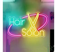 Barber Neon Sign,Dimmable and Hanging Hair Salon Light up Neon Lights Sign for Wall Window Decor,Decorative Barbershop Lights for Salon Decor for Hair Stylist(Salon Lemon Yellow,Green+Pink)