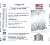 BARBER: ORCHESTRAL WORKS, VOL. 1 NEW CD
