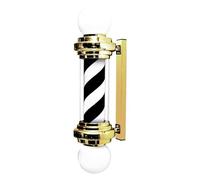Barber Pole, 75cm LED Pole Lamp for Beauty, Hair Salon, Shop, Waterproof Wall Mounted Rotating & Illuminated Strips Lamp,Gold,Black and White