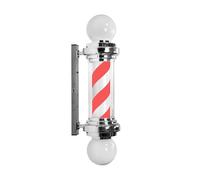 Barber Pole, 75cm LED Pole Lamp for Beauty, Hair Salon, Shop, Waterproof Wall Mounted Rotating & Illuminated Strips Lamp,Silver,red and White