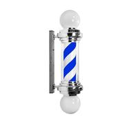 Barber Pole, 75cm LED Pole Lamp for Beauty, Hair Salon, Shop, Waterproof Wall Mounted Rotating & Illuminated Strips Lamp,Silver,Blue and White