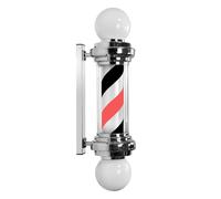 Barber Pole, 75cm LED Pole Lamp for Beauty, Hair Salon, Shop, Waterproof Wall Mounted Rotating & Illuminated Strips Lamp,Silver,red Black